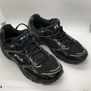 Fila Womens 5HRW29LZ-010 Black Lace Up Low Top Round Toe Running Shoes Size 8